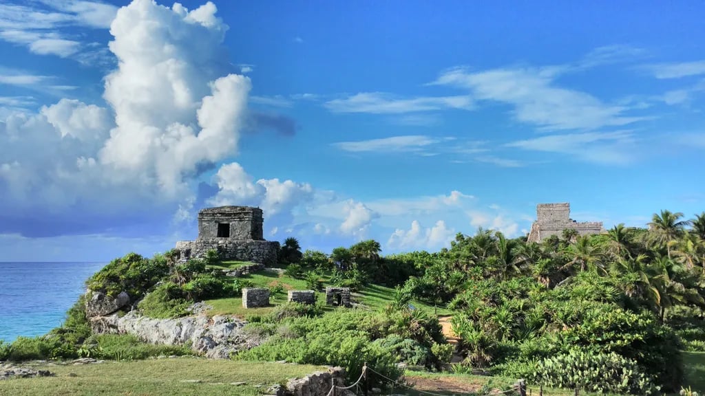 Tulum, Mexico travel destination - scenic view of Sunrise Serenity at Tulum Ruins during ideal visiting season
