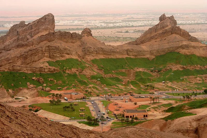 Al Ain, United Arab Emirates travel destination - scenic view of Sunrise Camel Trek at Jebel Hafeet during ideal visiting season