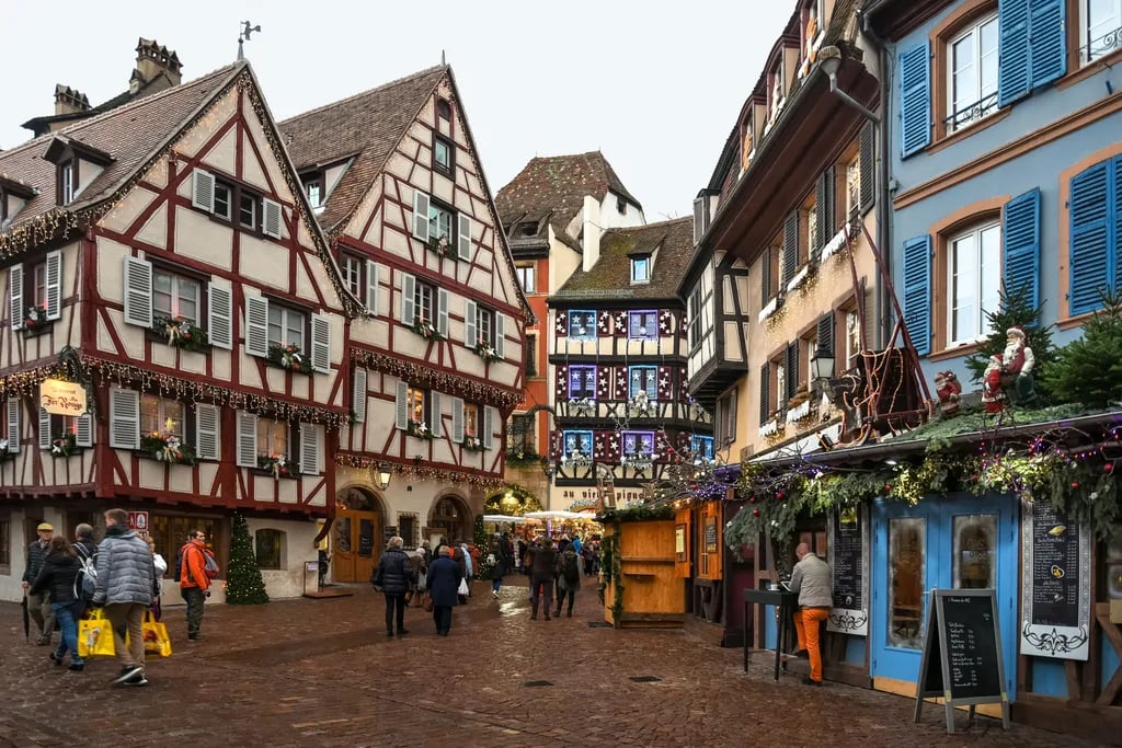Alsace, France travel destination - scenic view of Wander Through Colmar's 'Little Venice' during ideal visiting season