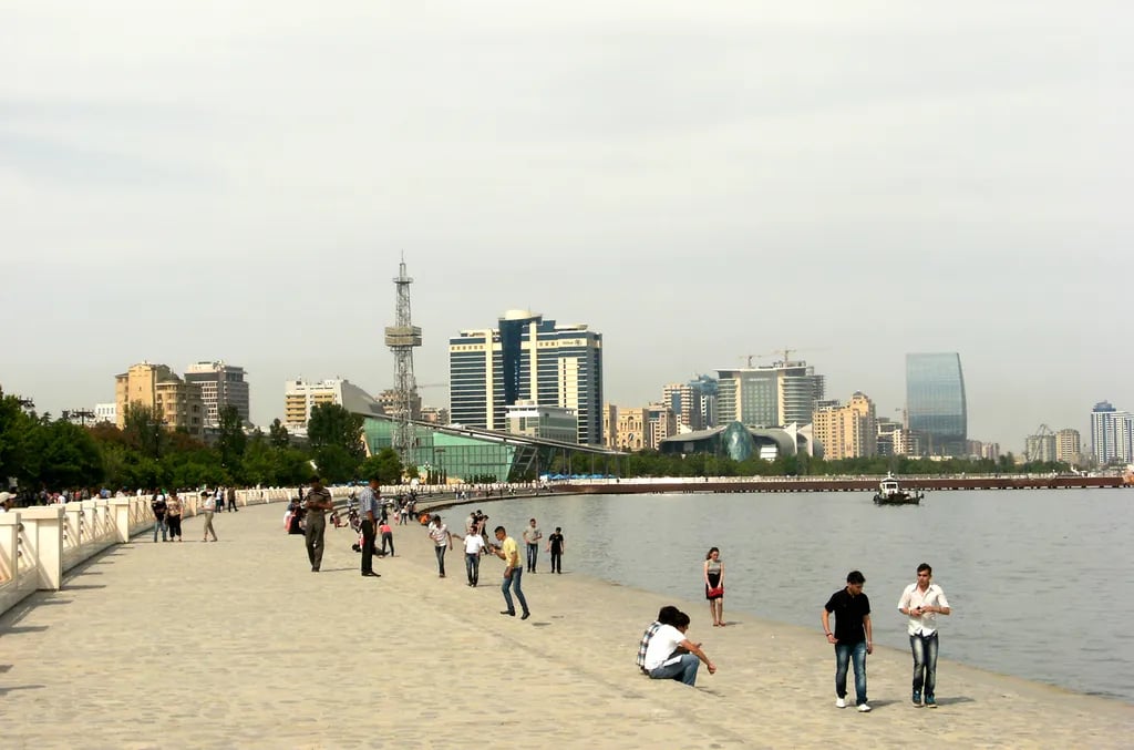 Baku, Azerbaijan travel destination - scenic view of Wander the Ancient Walls of Icherisheher during ideal visiting season