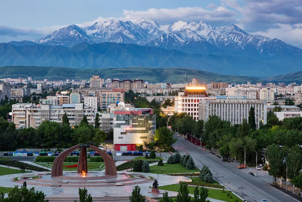 Bishkek, Kyrgyzstan travel destination - scenic view of Ala-Too Square's Changing of the Guard during ideal visiting season