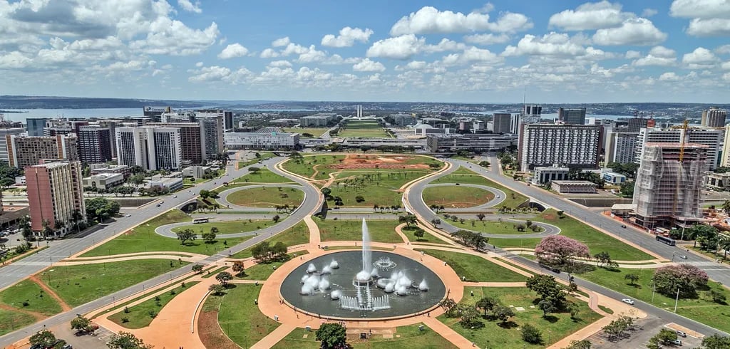 Brasília, Brazil travel destination - scenic view of Sunrise Over the Three Powers Plaza during ideal visiting season