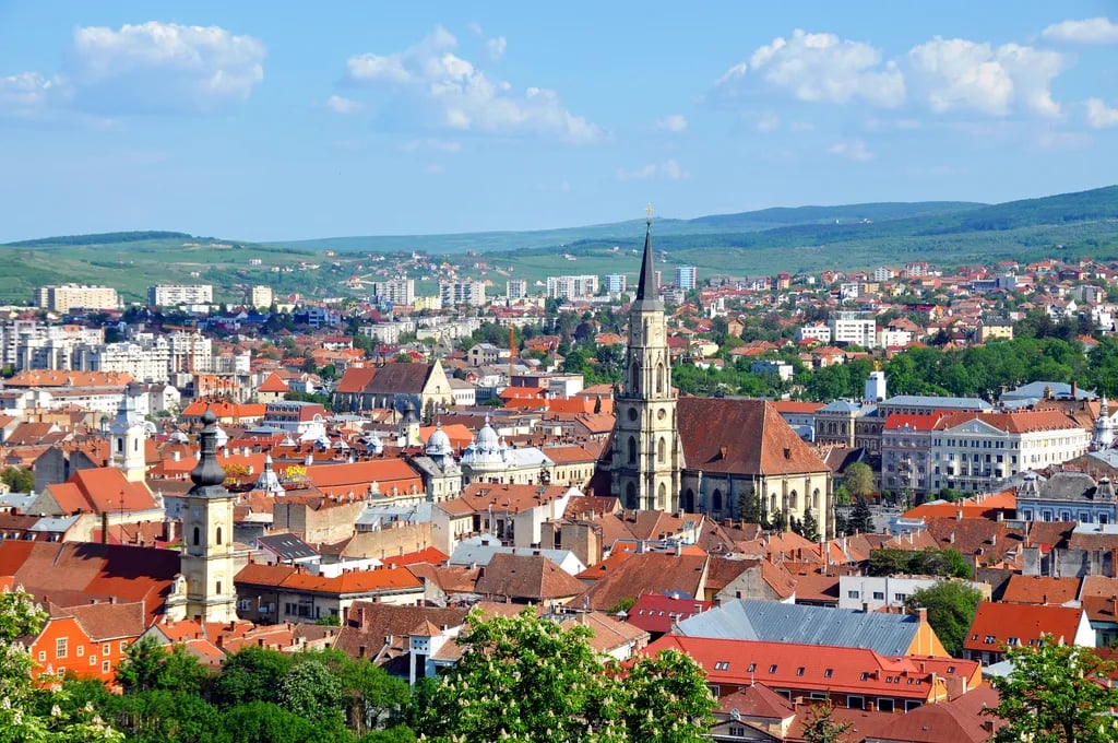Cluj-Napoca, Romania travel destination - scenic view of Sunrise Over the Central Square during ideal visiting season