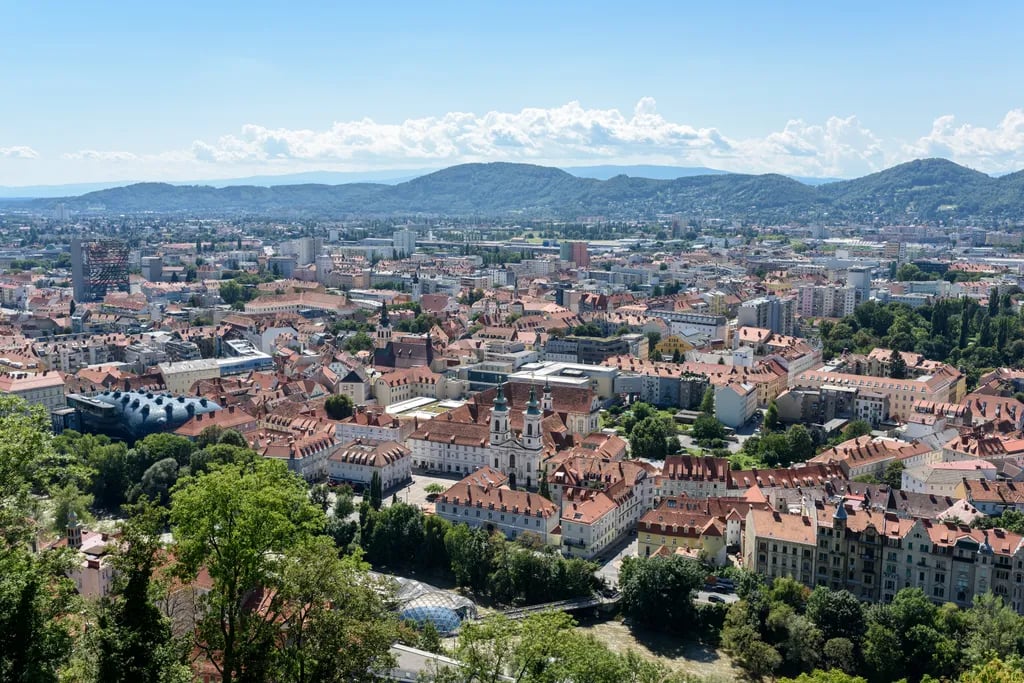 Graz, Austria travel destination - scenic view of Ascend the Schlossberg by Funicular during ideal visiting season