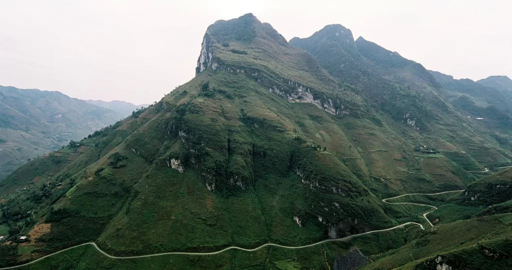 Ha Giang Loop, Vietnam travel destination - scenic view of Conquer the Ma Pi Leng Pass by Motorbike during ideal visiting season