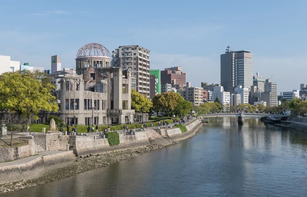 Hiroshima, Japan travel destination - scenic view of Sunrise Serenity at Hiroshima Peace Memorial Park during ideal visiting season