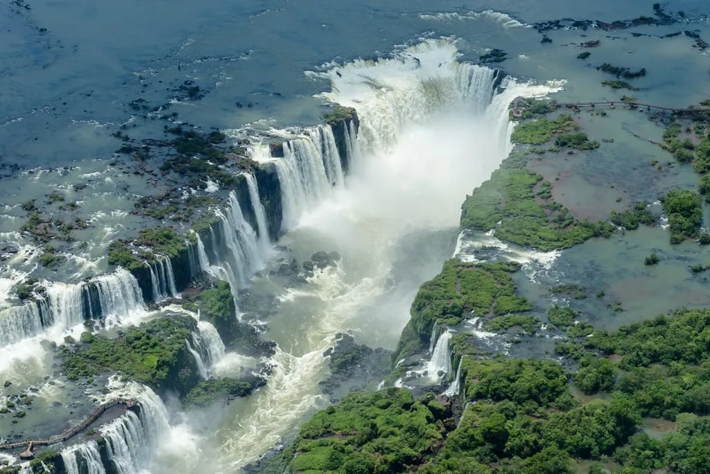 Iguazu Falls, Argentina travel destination - scenic view of Devil's Throat Sunrise Spectacle during ideal visiting season