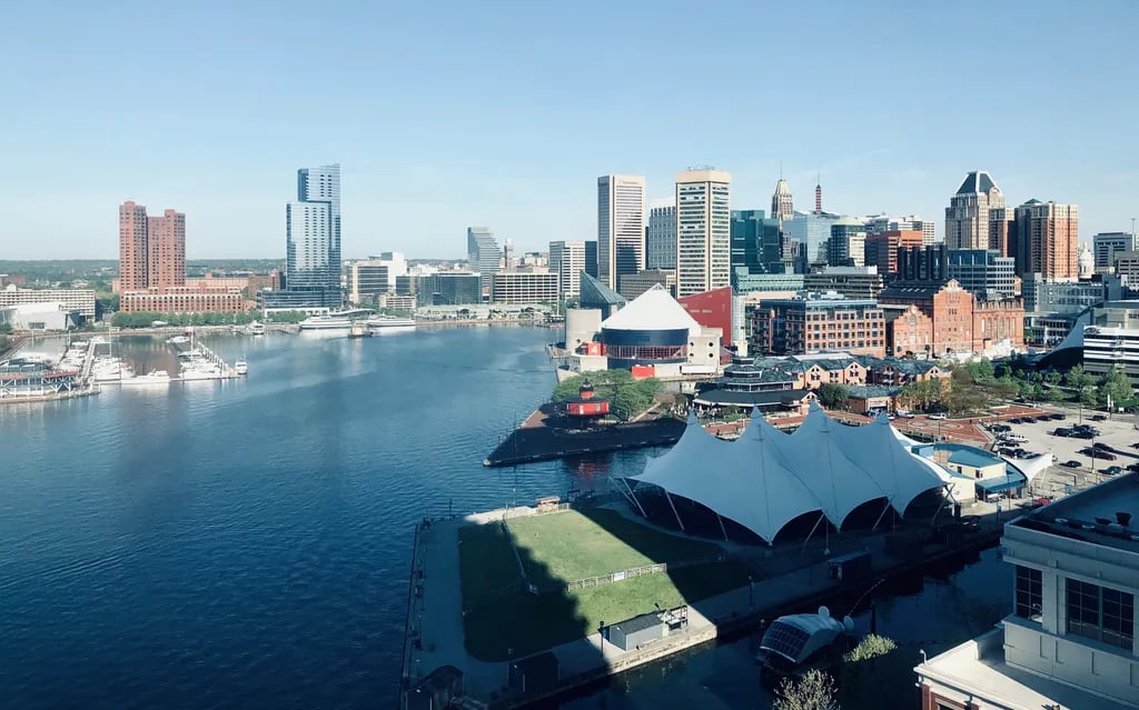 Inner Harbor, Baltimore, USA travel destination - scenic view of Sail into History on a Historic Ship during ideal visiting season