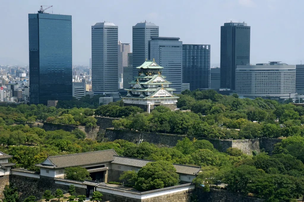 Osaka, Japan travel destination - scenic view of Sunrise Serenity at Osaka Castle during ideal visiting season