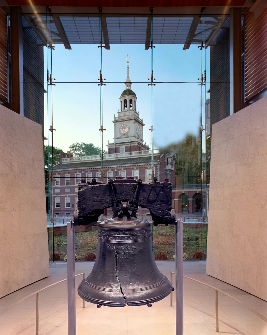 Philadelphia, USA travel destination - scenic view of Independence Hall at Dawn during ideal visiting season