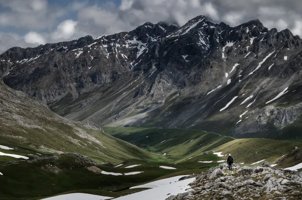Picos de Europa National Park, Spain travel destination - scenic view of Hike the Cares Gorge (Ruta del Cares) during ideal visiting season