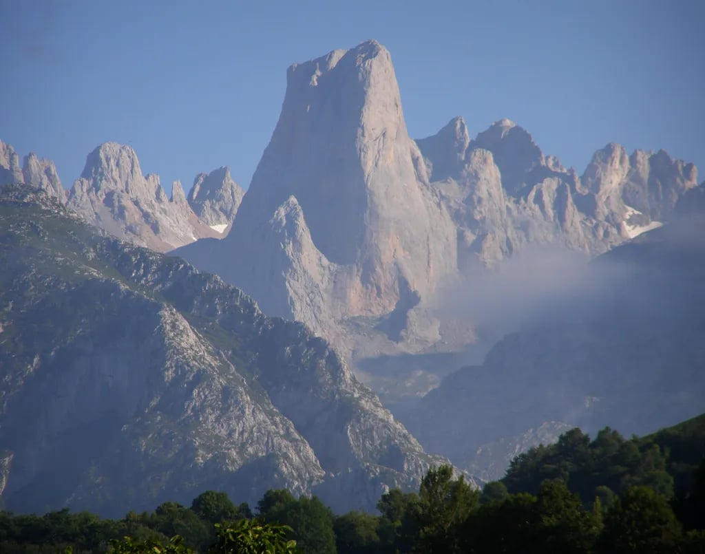 Picos de Europa, Spain travel destination - scenic view of Conquer the Cares Gorge Trail during ideal visiting season