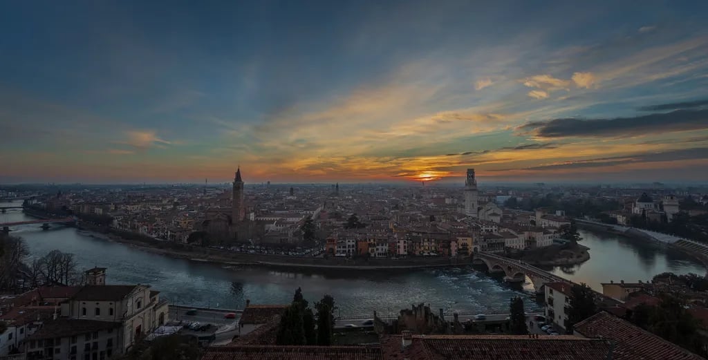 Verona, Italy travel destination - scenic view of Sunrise Serenade at Juliet's Balcony during ideal visiting season